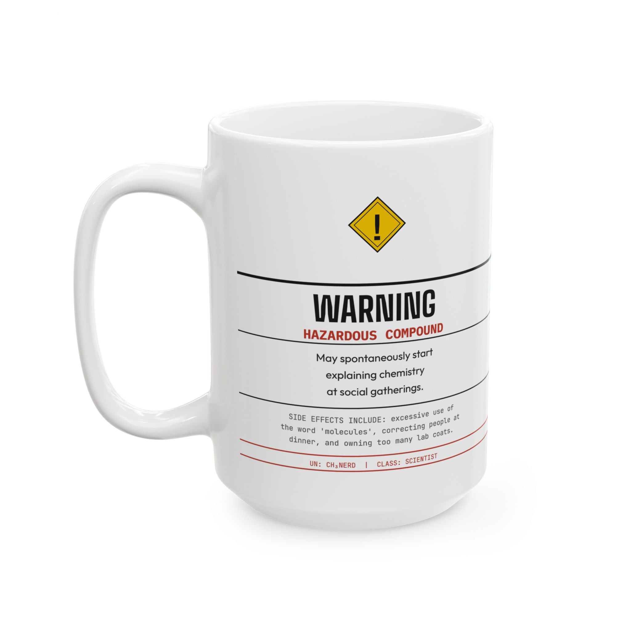 Hazard Warning Mug — Funny Chemistry Gift for Lab Scientists | 11oz Ceramic
