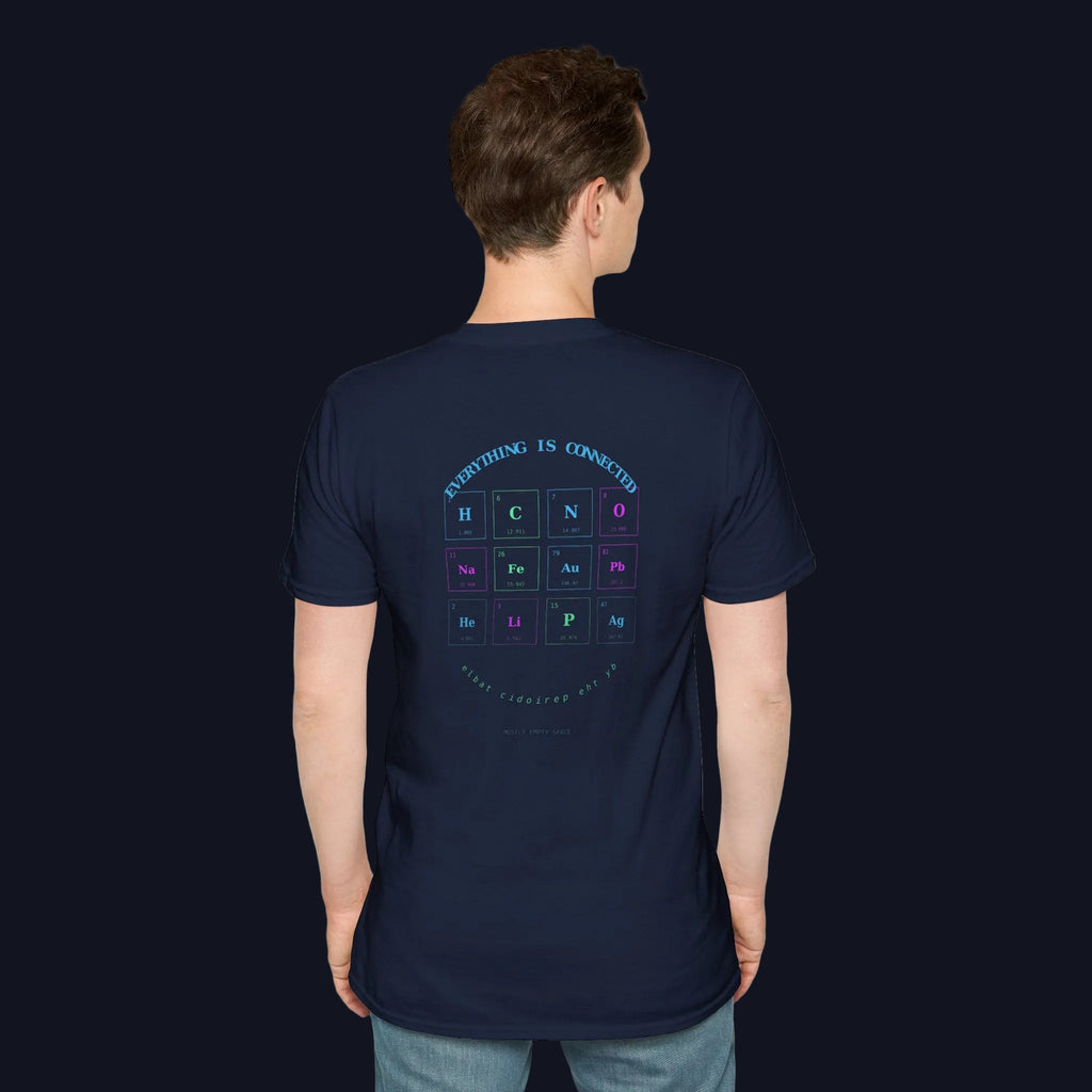 Mostly Empty Space T-Shirt — Funny Science Space Tee (Everything Is Connected Design)