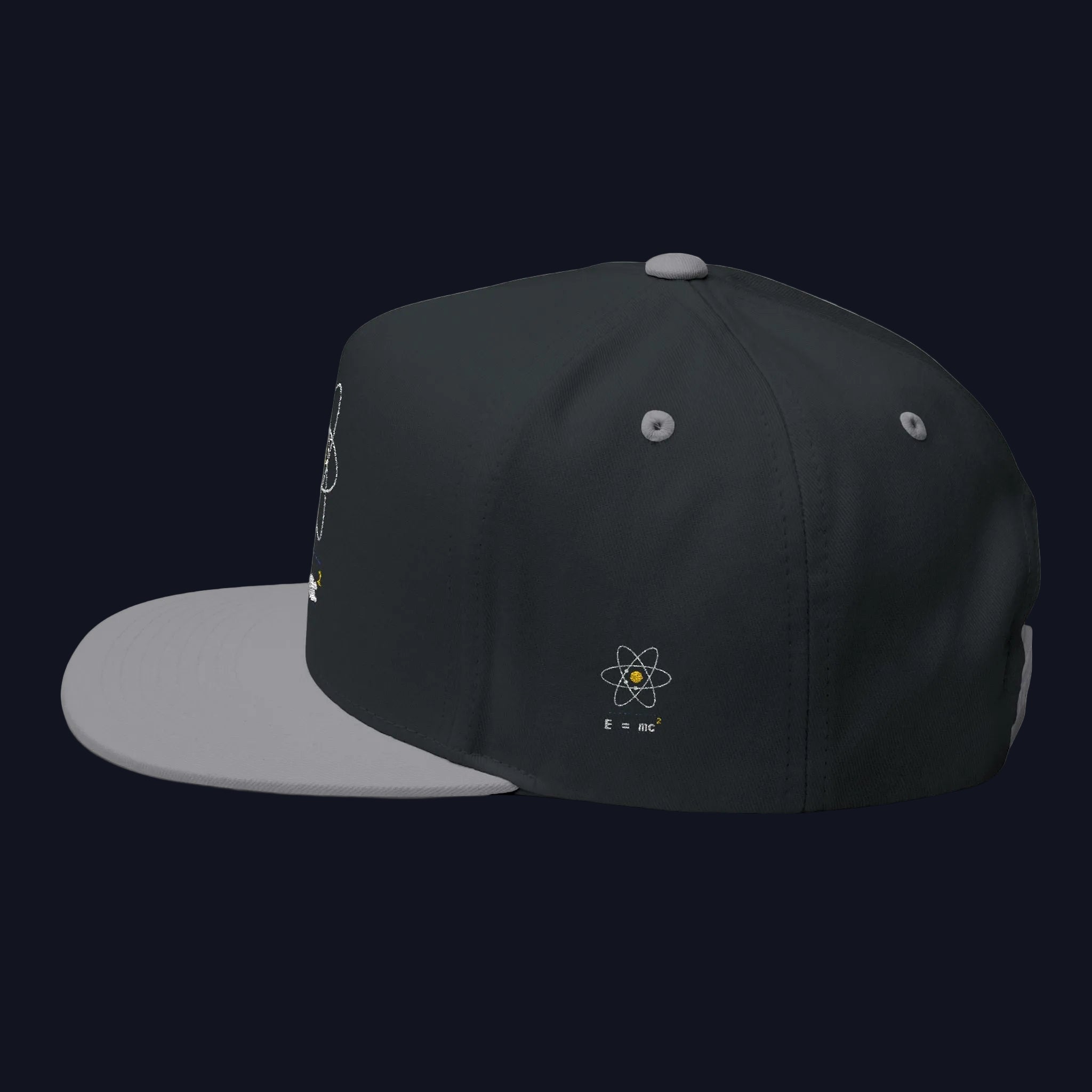 Atom Orbit E=mc Flat Bill Cap | Embroidered Science Hat
