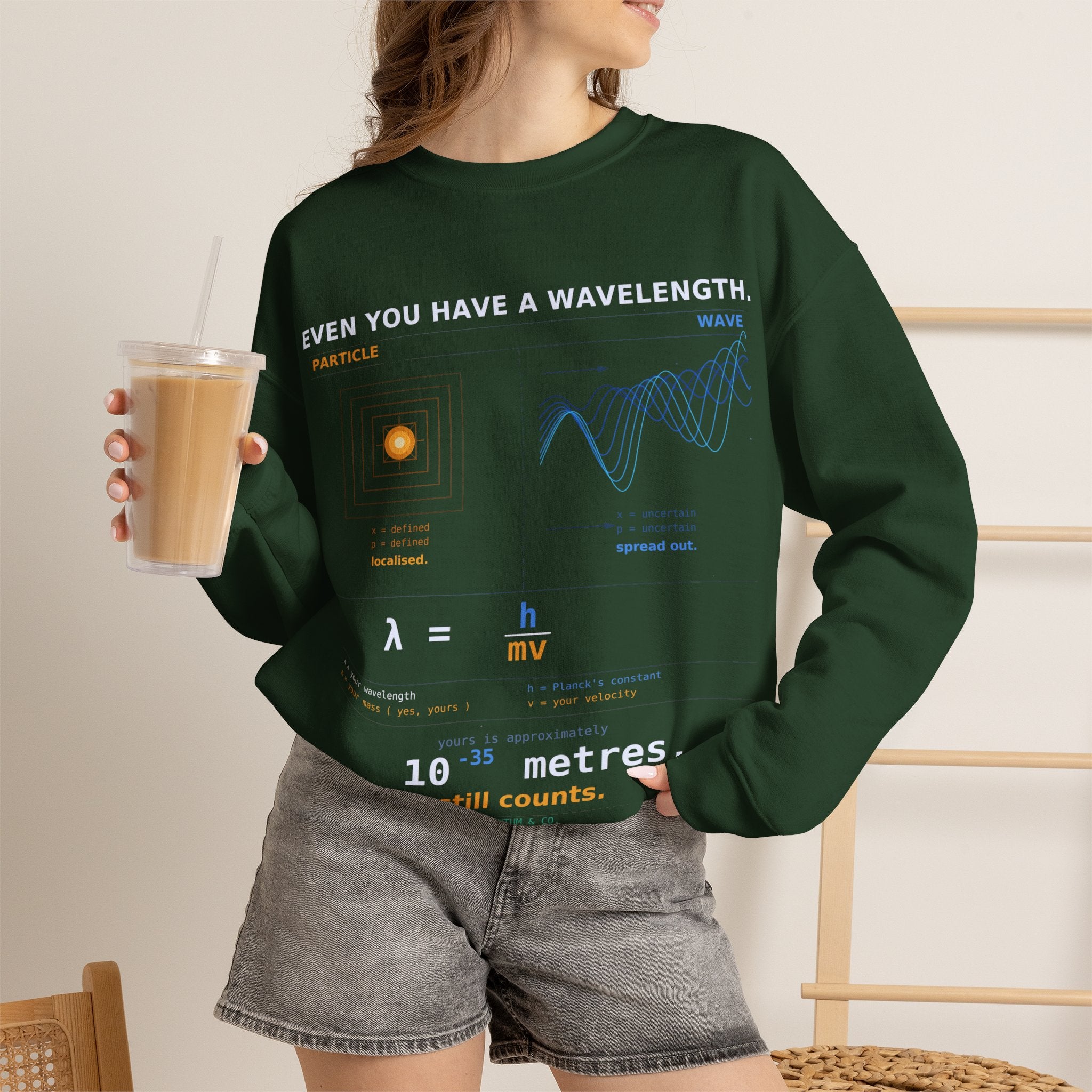 Physics Wavelength Crewneck Sweatshirt — 'Even You Have a Wavelength' Science Graphic