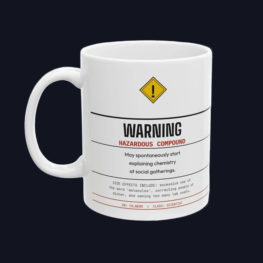 Hazard Warning Mug — Funny Chemistry Gift for Lab Scientists | 11oz Ceramic