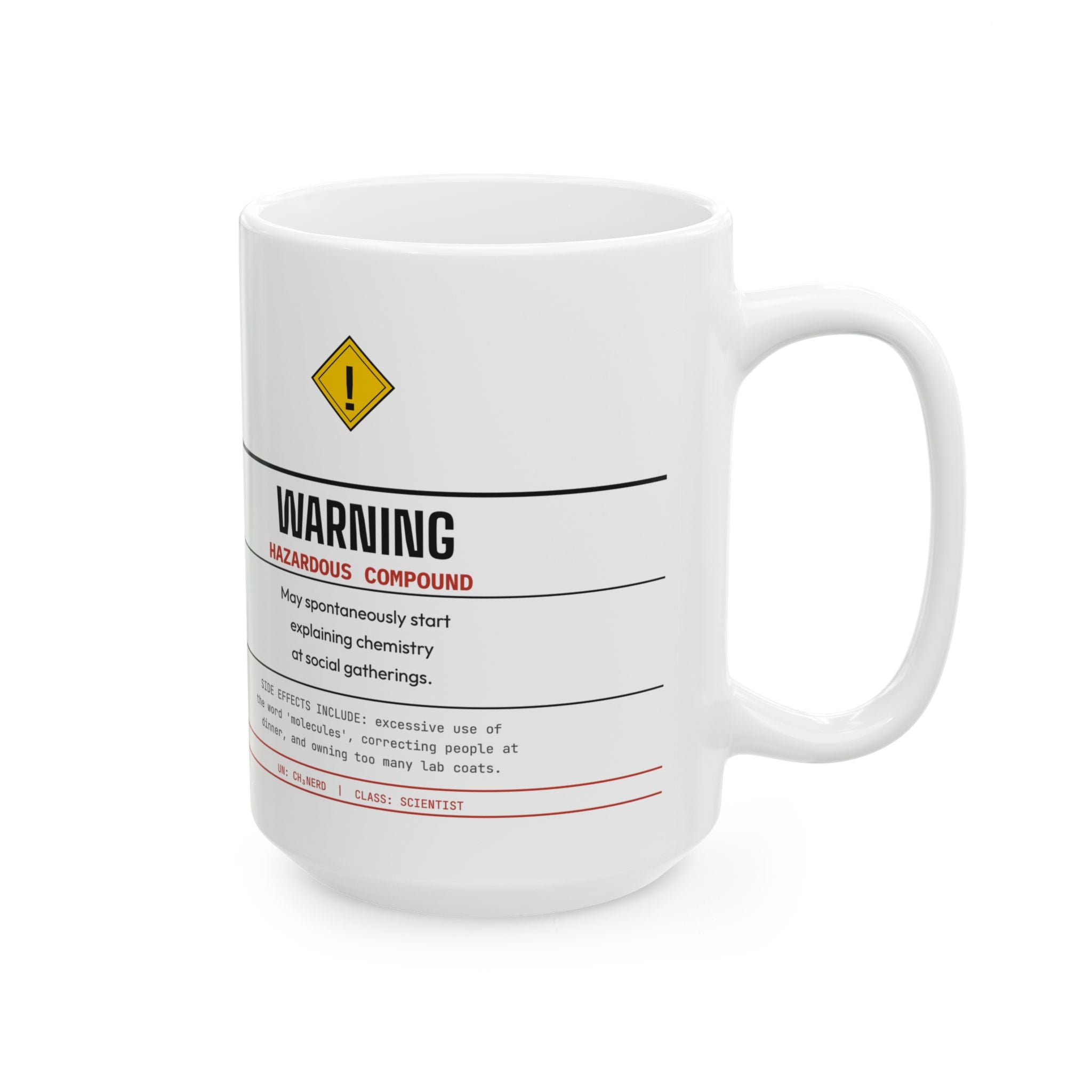 Hazard Warning Mug — Funny Chemistry Gift for Lab Scientists | 11oz Ceramic