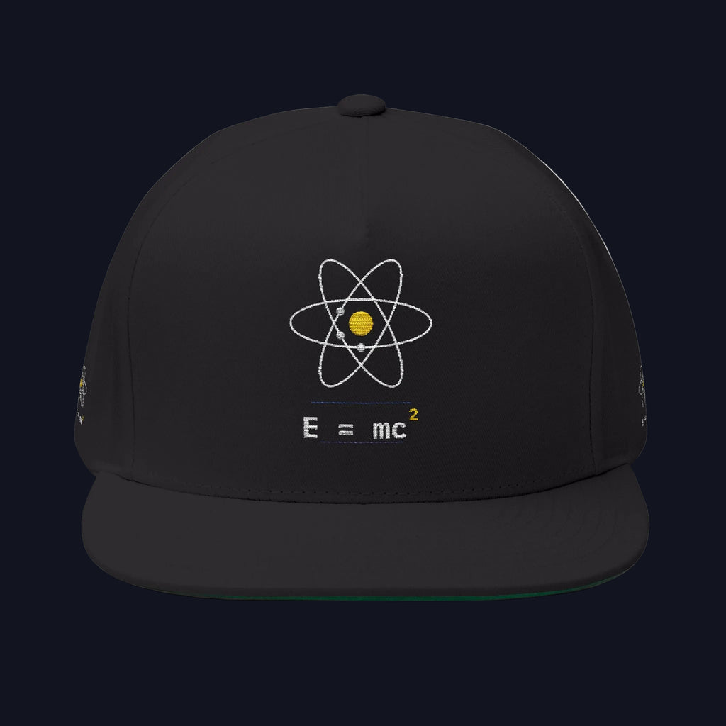 Atom Orbit E=mc Flat Bill Cap | Embroidered Science Hat