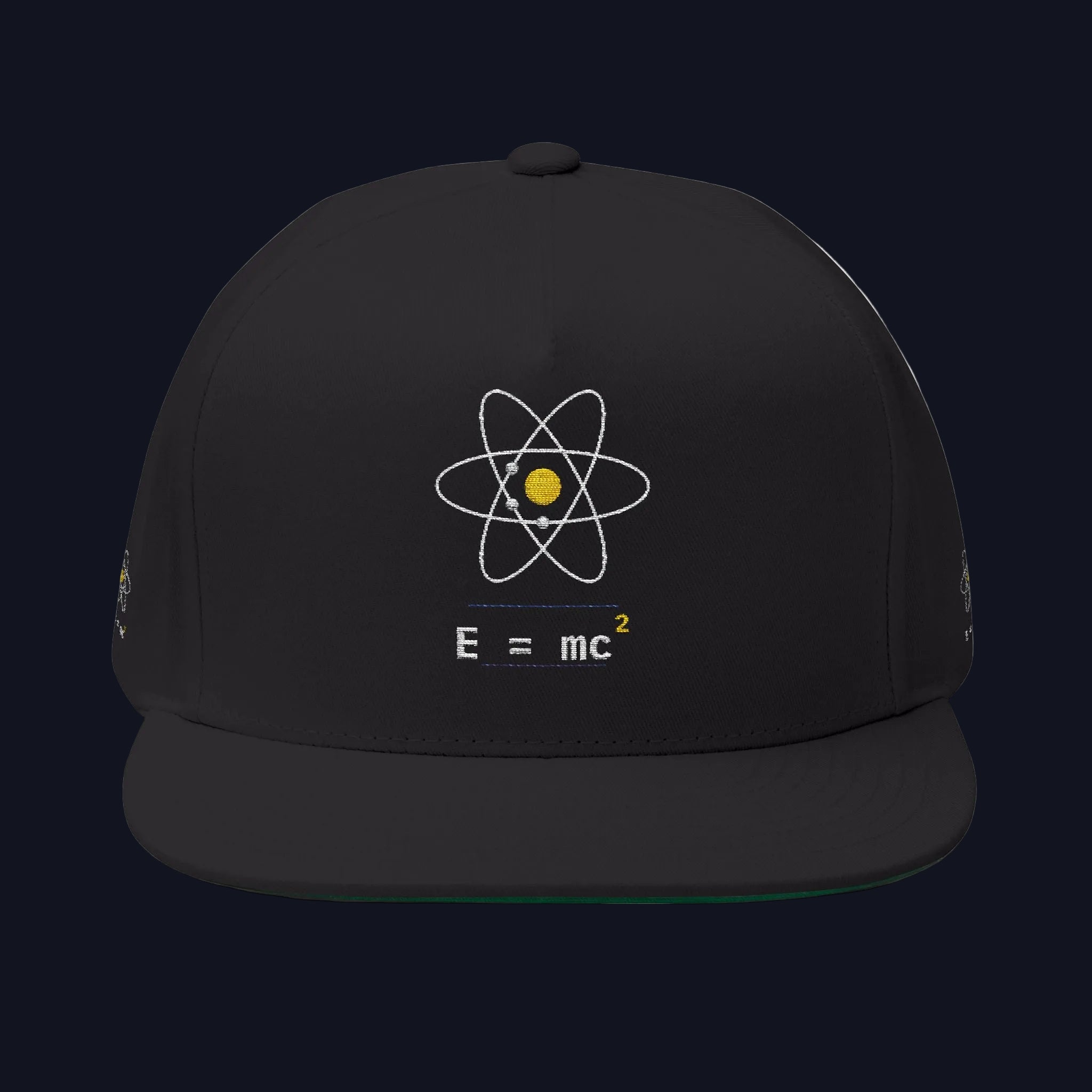 Atom Orbit E=mc Flat Bill Cap | Embroidered Science Hat