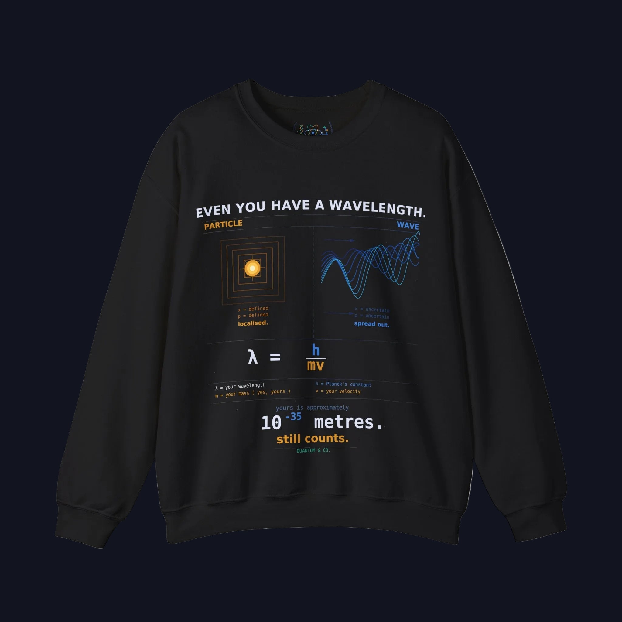 Physics Wavelength Crewneck Sweatshirt — 'Even You Have a Wavelength' Science Graphic