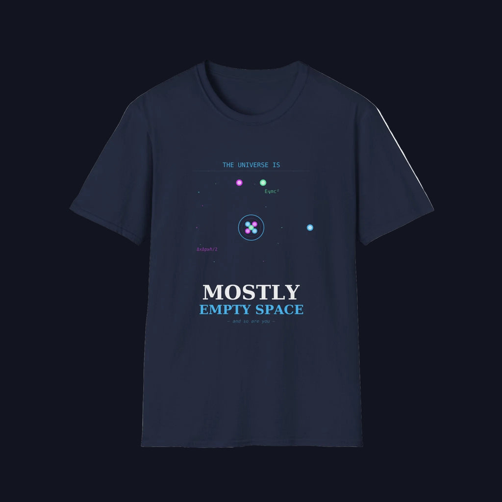 Mostly Empty Space T-Shirt — Funny Science Space Tee (Everything Is Connected Design)