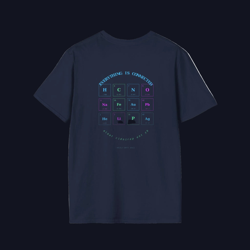 Mostly Empty Space T-Shirt — Funny Science Space Tee (Everything Is Connected Design)