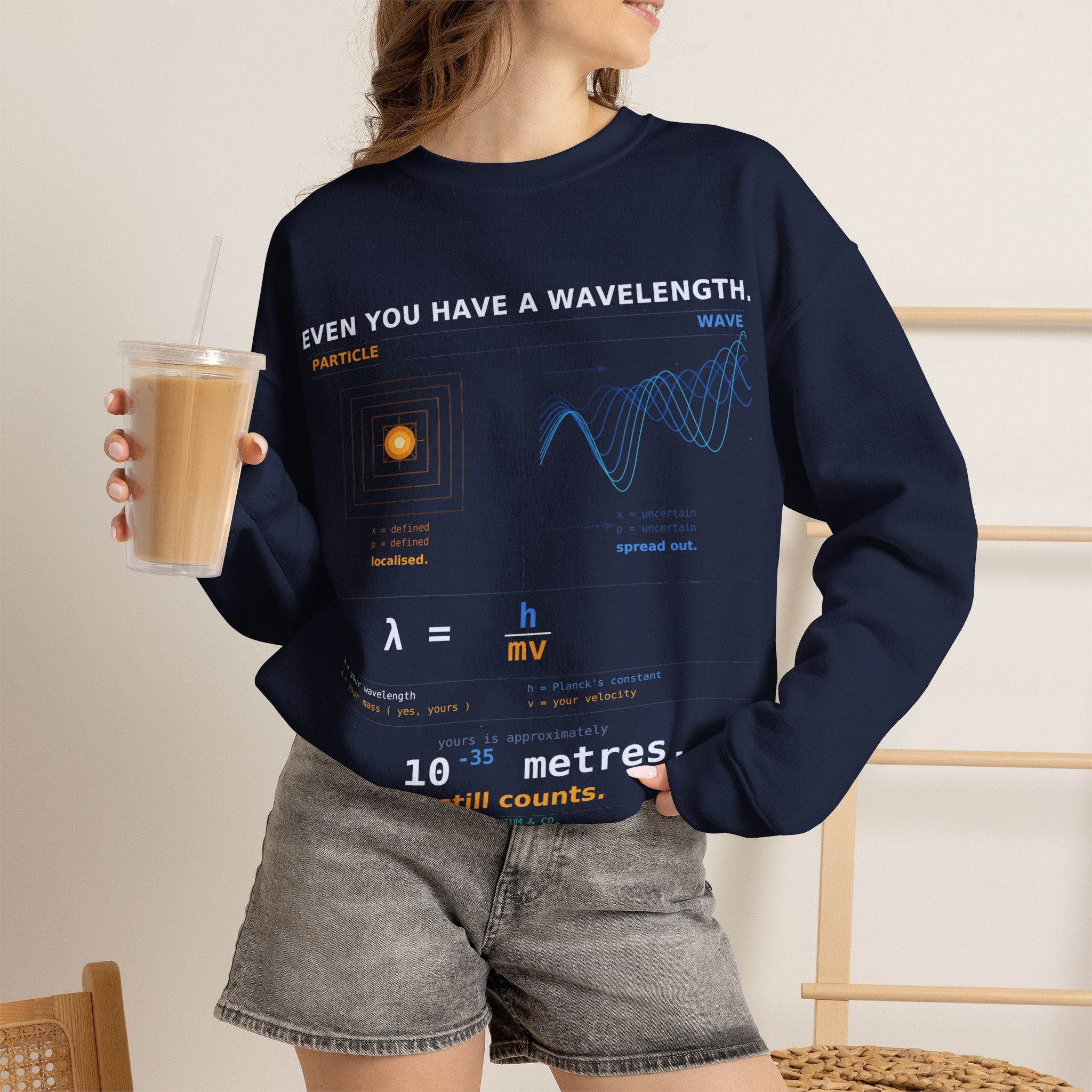 Physics Wavelength Crewneck Sweatshirt — 'Even You Have a Wavelength' Science Graphic