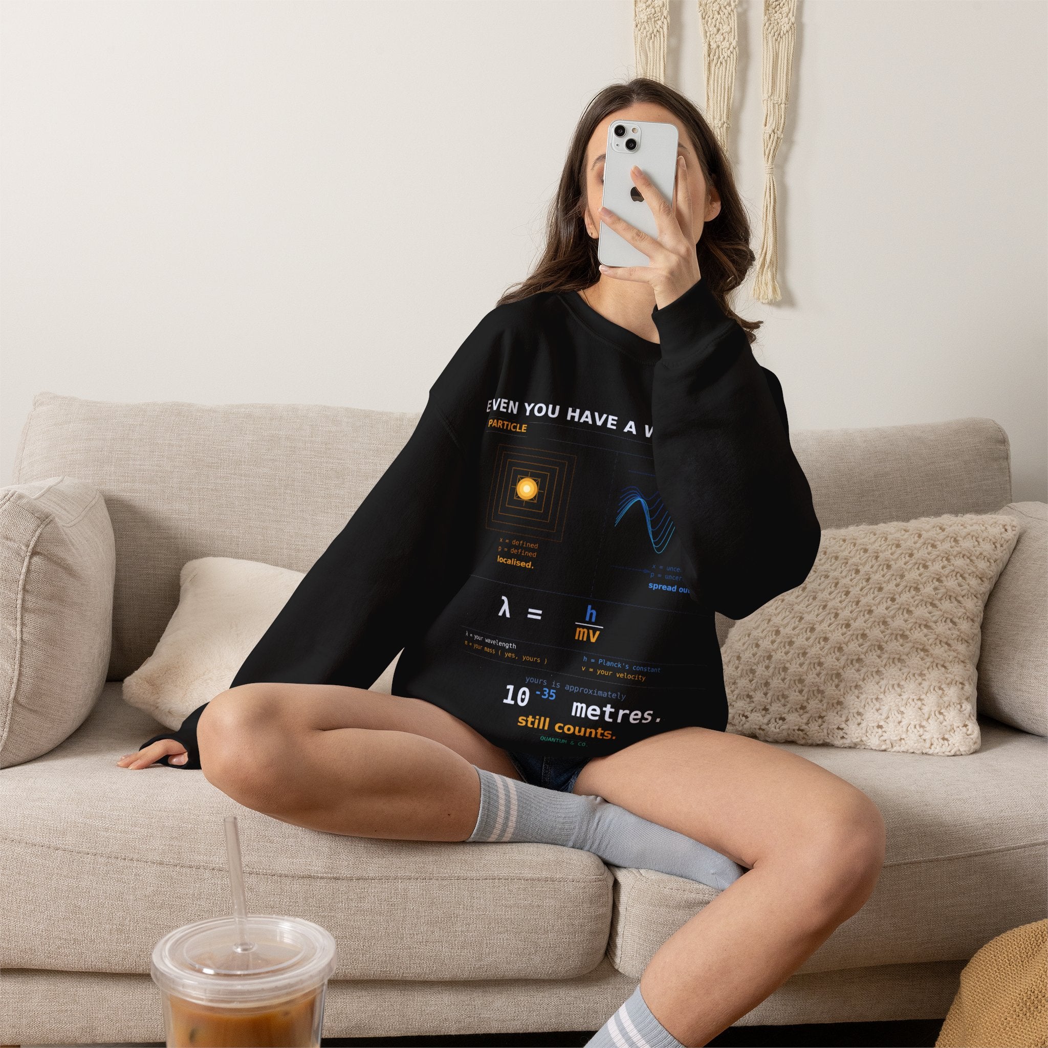 Physics Wavelength Crewneck Sweatshirt — 'Even You Have a Wavelength' Science Graphic
