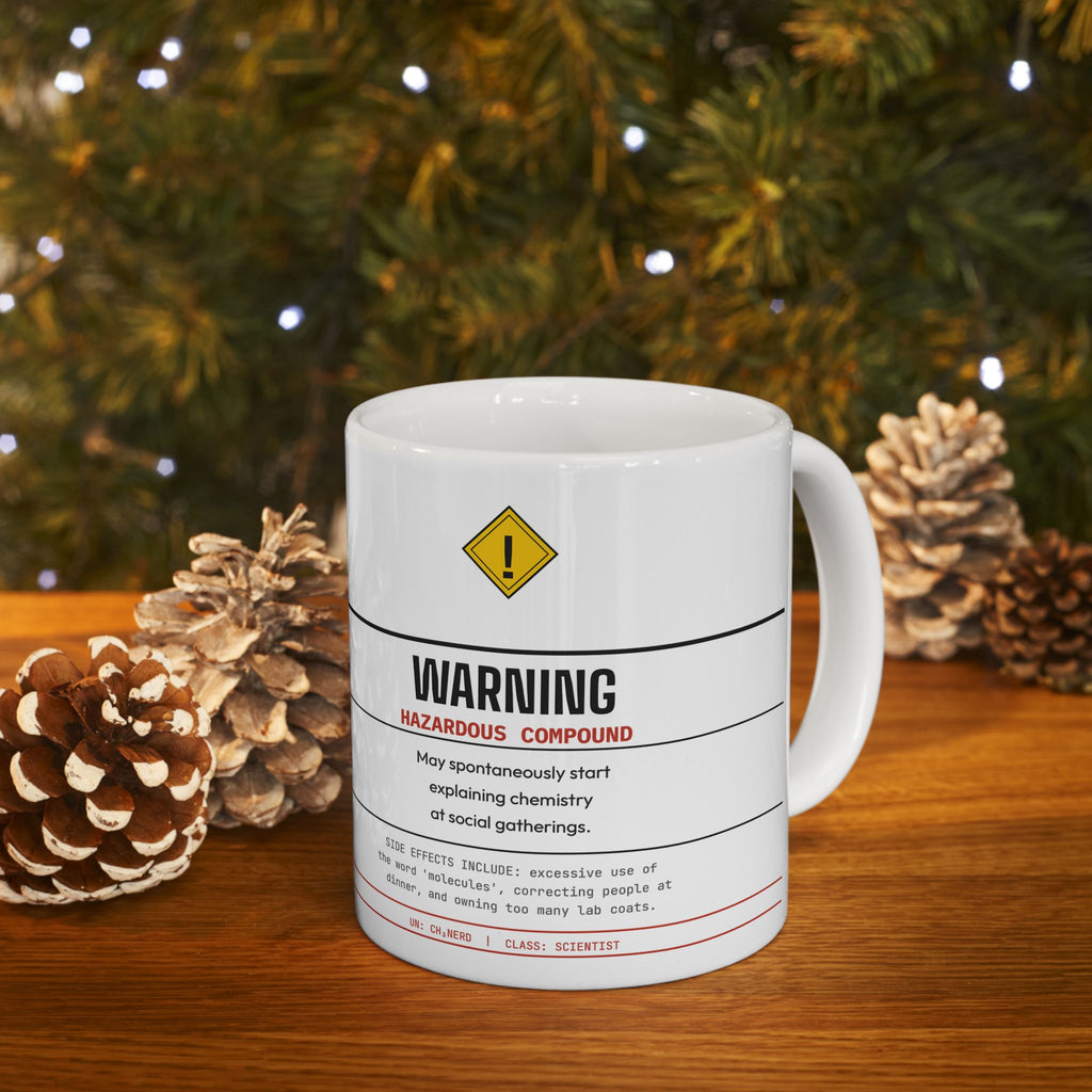 Hazard Warning Mug — Funny Chemistry Gift for Lab Scientists | 11oz Ceramic