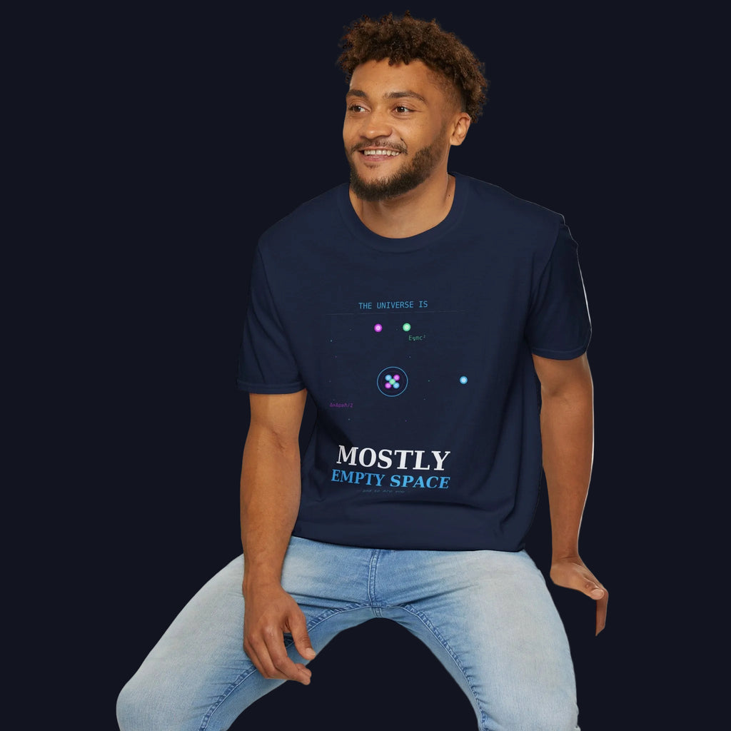 Mostly Empty Space T-Shirt — Funny Science Space Tee (Everything Is Connected Design)