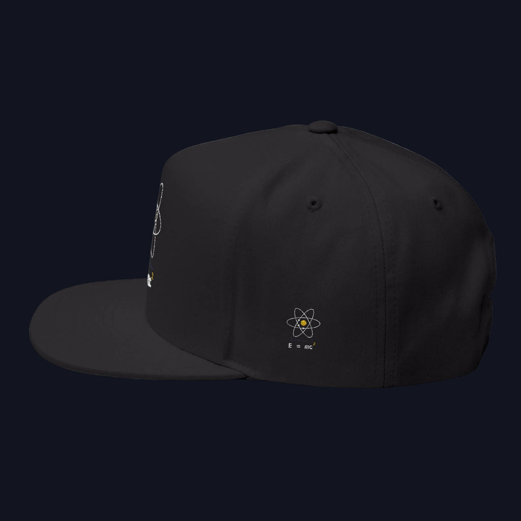 Atom Orbit E=mc Flat Bill Cap | Embroidered Science Hat