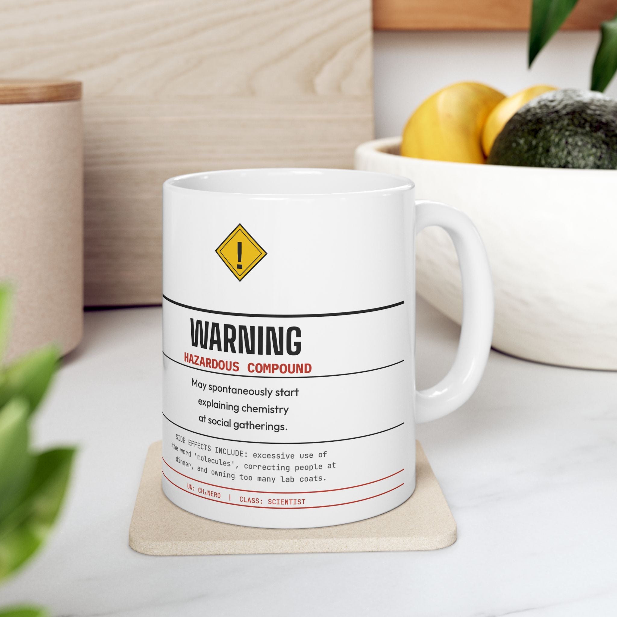 Hazard Warning Mug — Funny Chemistry Gift for Lab Scientists | 11oz Ceramic