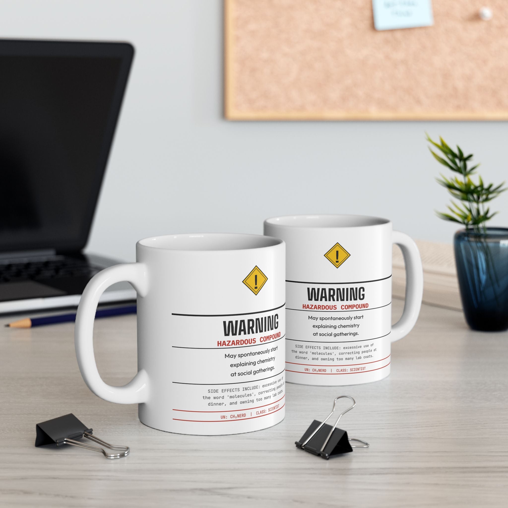 Hazard Warning Mug — Funny Chemistry Gift for Lab Scientists | 11oz Ceramic