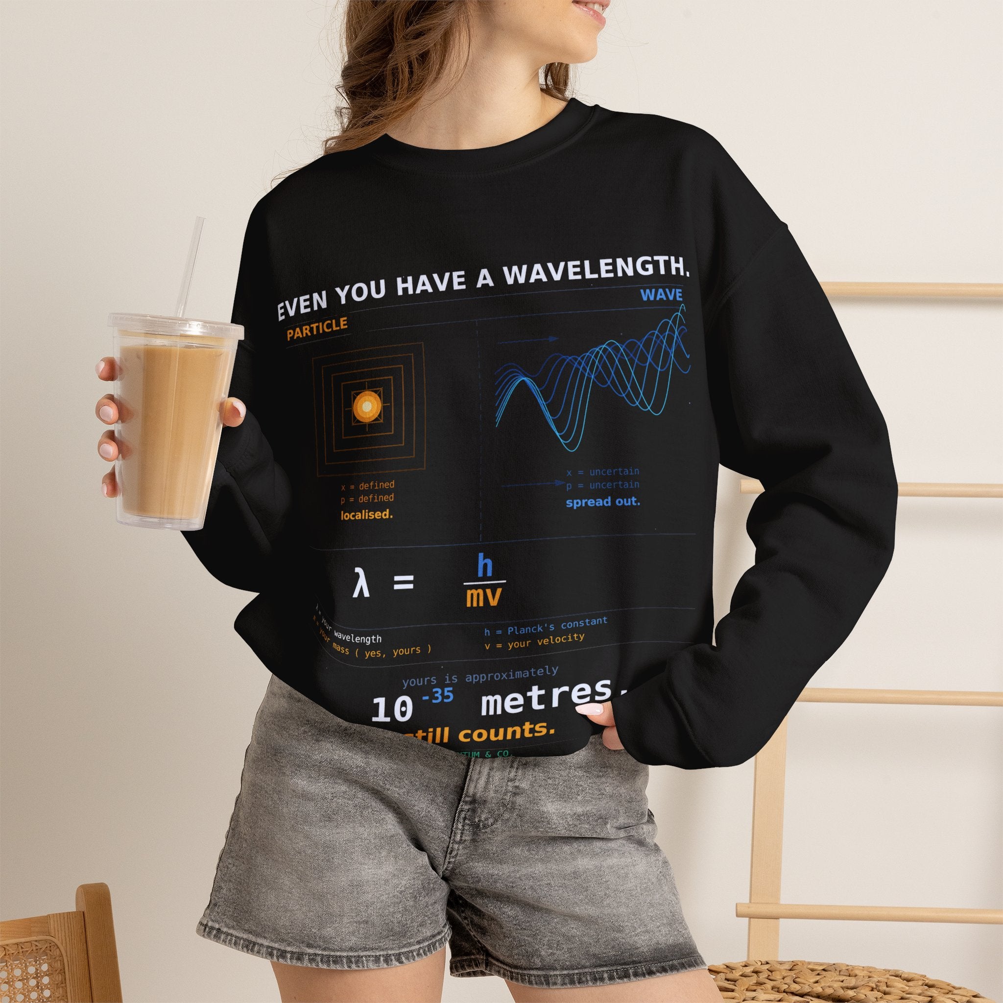 Physics Wavelength Crewneck Sweatshirt — 'Even You Have a Wavelength' Science Graphic