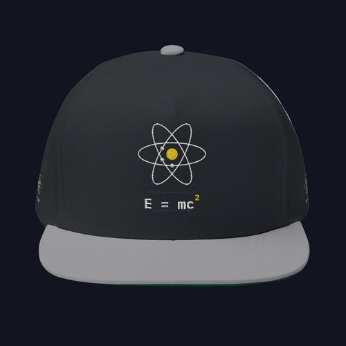 Atom Orbit E=mc Flat Bill Cap | Embroidered Science Hat