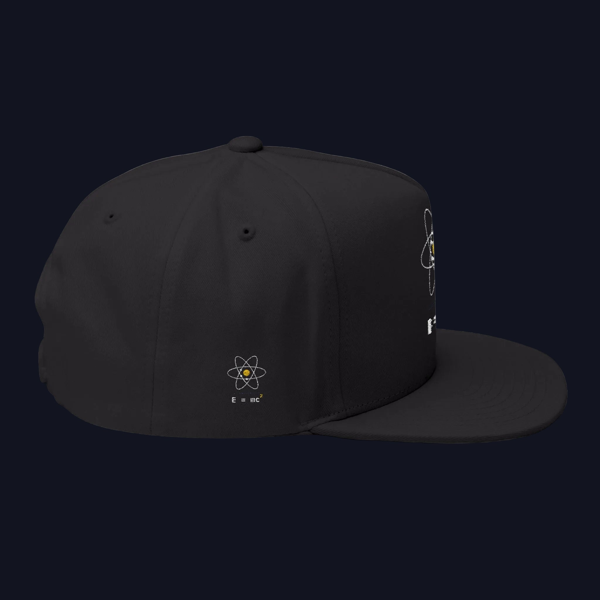 Atom Orbit E=mc Flat Bill Cap | Embroidered Science Hat