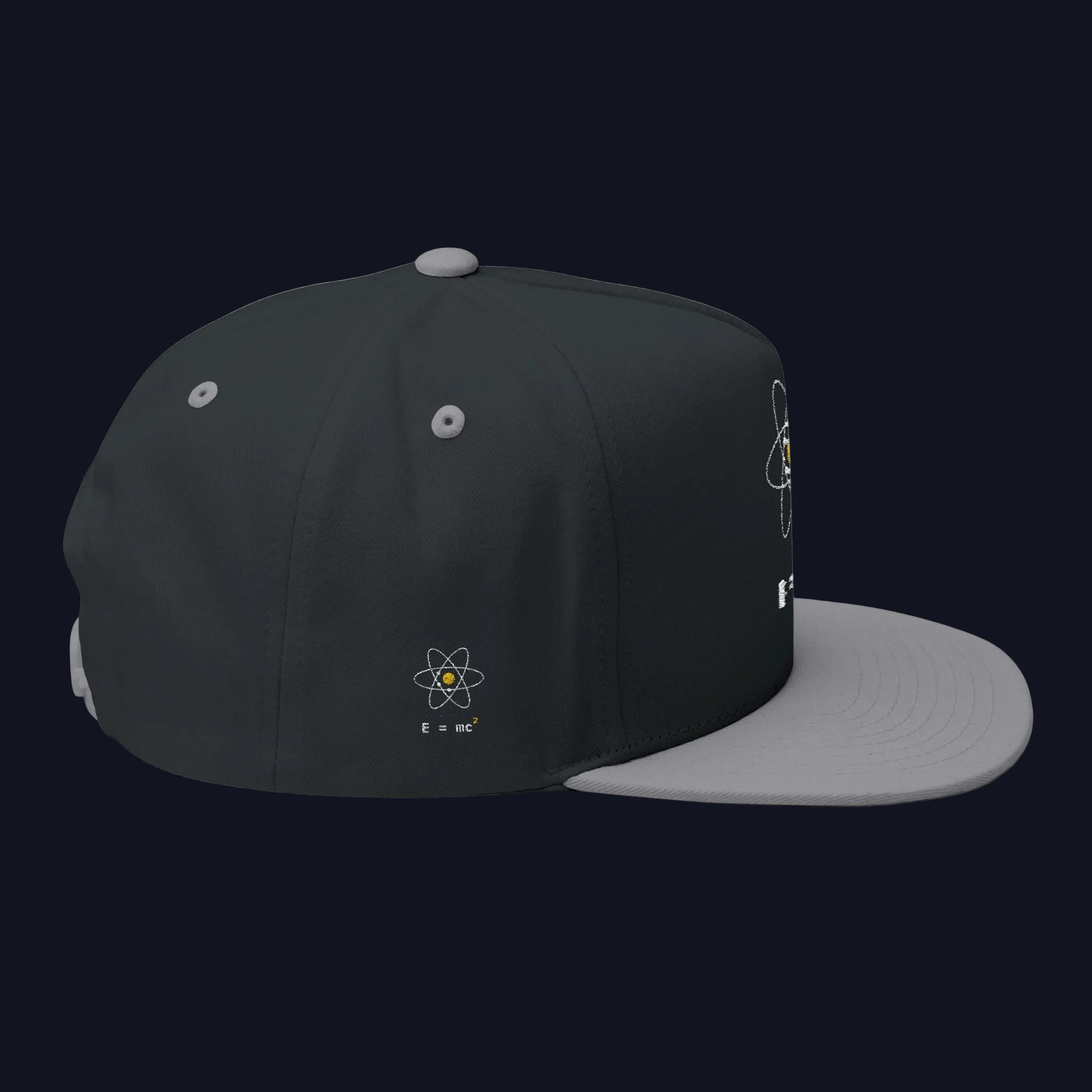 Atom Orbit E=mc Flat Bill Cap | Embroidered Science Hat