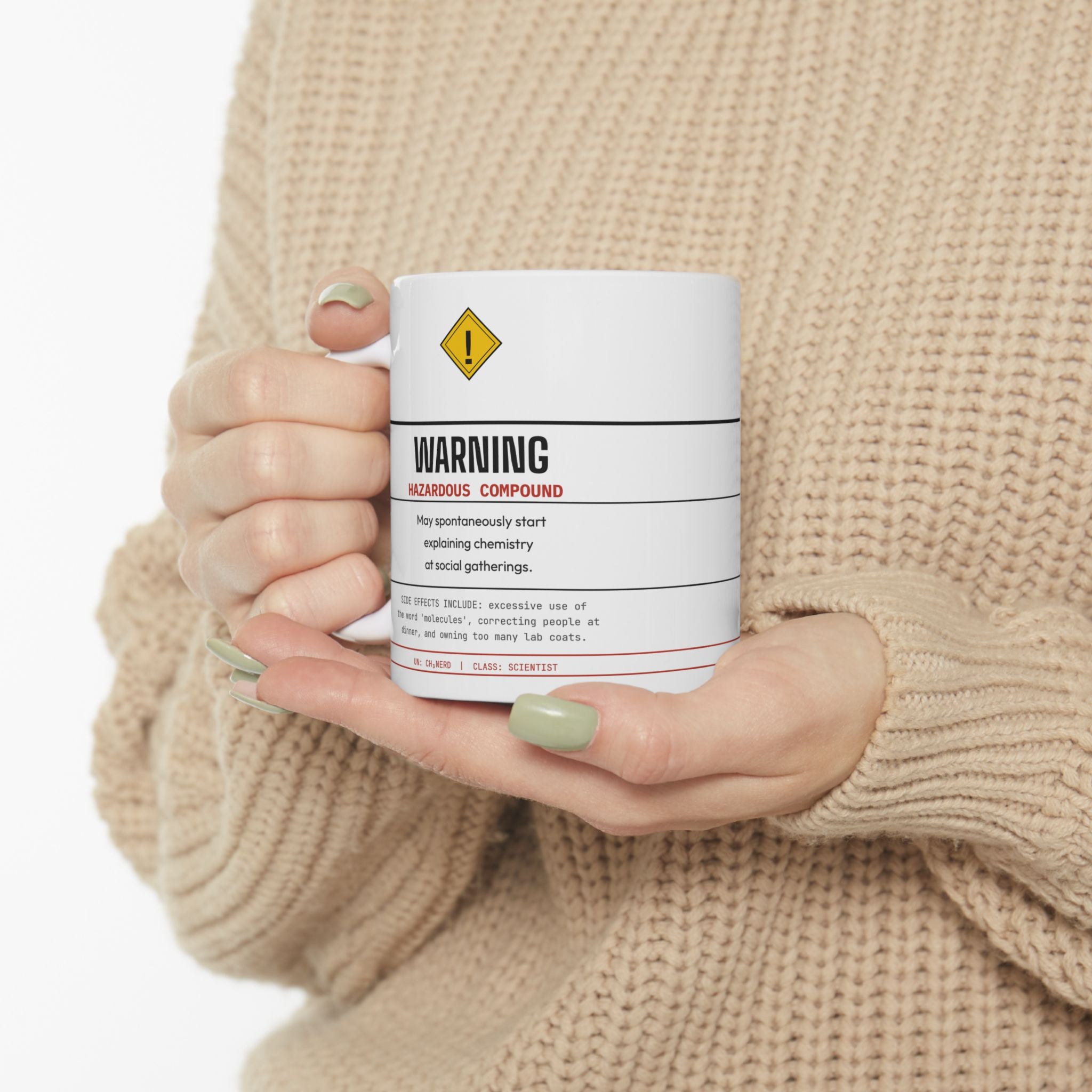 Hazard Warning Mug — Funny Chemistry Gift for Lab Scientists | 11oz Ceramic