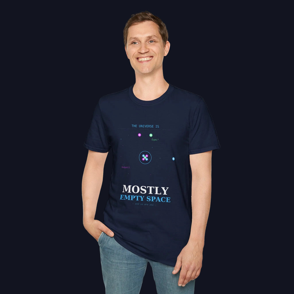 Mostly Empty Space T-Shirt — Funny Science Space Tee (Everything Is Connected Design)