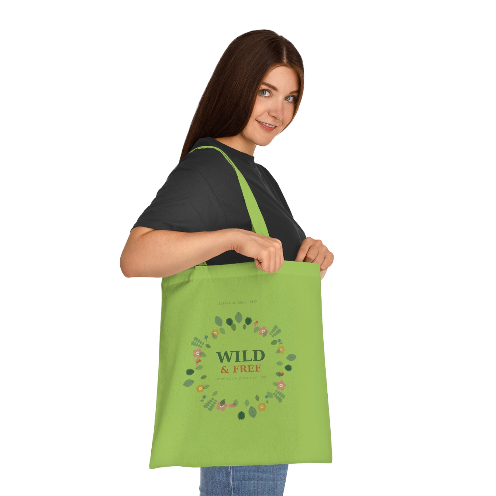 Wild & Free Floral Tote Bag — Eco Cotton Market Bag