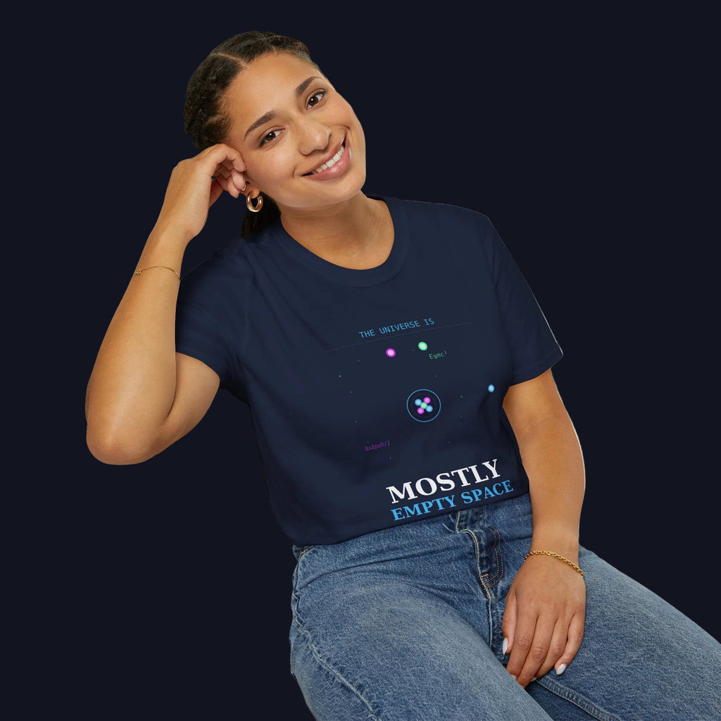 Mostly Empty Space T-Shirt — Funny Science Space Tee (Everything Is Connected Design)