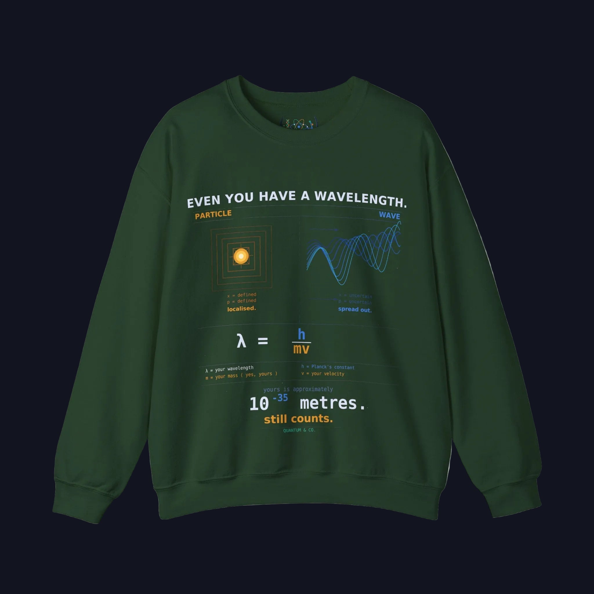 Physics Wavelength Crewneck Sweatshirt — 'Even You Have a Wavelength' Science Graphic