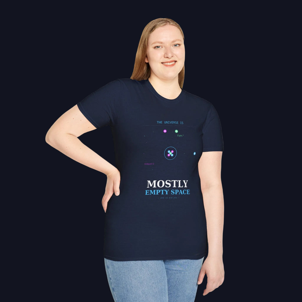 Mostly Empty Space T-Shirt — Funny Science Space Tee (Everything Is Connected Design)