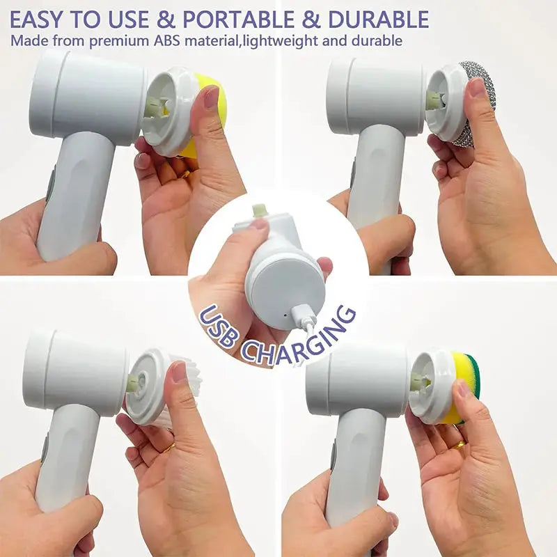 5 in 1 Electric Spin Scrubber Wireless Rechargeable Handheld Kitchen Sink Cleaner Electric Dish Scrubber Electric