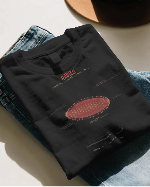 Rabies Virus Diagram Tee — Scientific Microbiology Anatomy T-Shirt